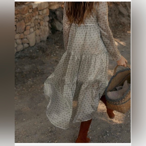 Christy Dawn Paloma Floral Midi Dress in Cream and Brown - Picture 2 of 16